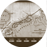 A small circular image showing the historic map illustrating the route taken by Lockwood, Brainard and Christensen when they achieved their farthest north record during the Lady Franklin Bay Expedition. Clicking on this image will start the 'Sledging in the Arctic game'